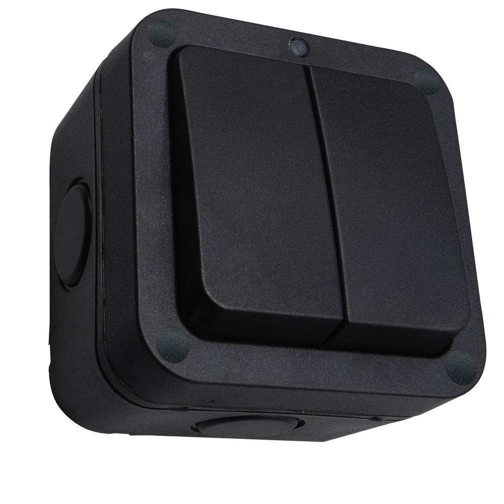 Hurricane Outdoor Switch IP66 2 Gang 2 Way 20AX Black | Mr Resistor ...