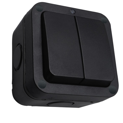 Hurricane Outdoor Switch IP66 2 Gang 2 Way 20AX Black