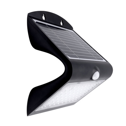 True Solar Outdoor IP65 Wedge Outdoor Wall Light PIR Motion Sensor Black 4W 4000K Cool White