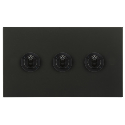 Horizon Square Dolly Switch 3 gang 20 amp 2 way Matt Black