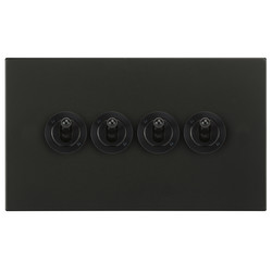 Horizon Square Dolly Switch 4 gang 20 amp 2 way Matt Black