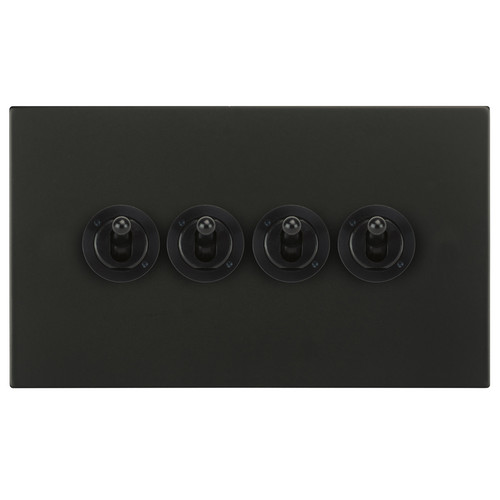 Horizon Square Dolly Switch 4 gang 20 amp 2 way Matt Black