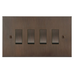 Horizon Square Rocker Switch 4 gang intermediate 20 amp Chocolate Bronze