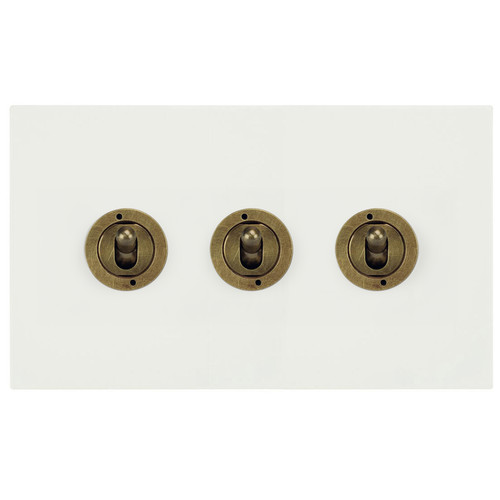 Horizon Square Dolly Switch 3 gang 20 amp 2 way Primed White