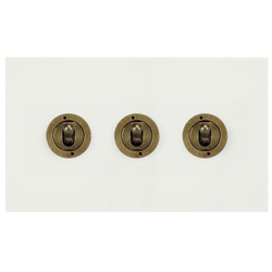 Horizon Square Dolly Switch Paintable 3 gang 20 amp 2 way Primed White