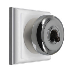 Classic Period Round Dome Dolly Switch 1 Gang 2 Way Chrome with White Plate