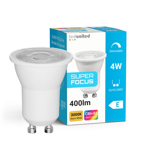 Super Focus LED GU11 4W 400lm CRI92 Dimmable Lamp 38° 3000K Warm White