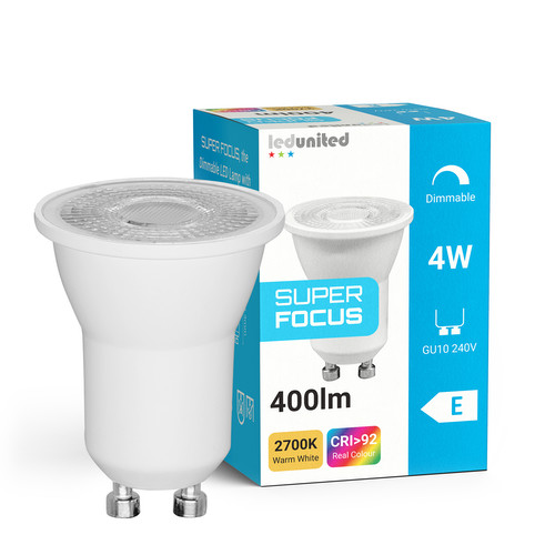Super Focus LED GU11 4W 400lm CRI92 Dimmable Lamp 38° 2700K Warm White
