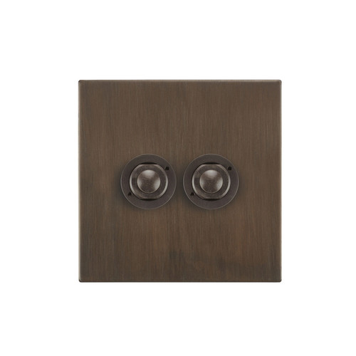 Horizon Square Push Button Switch 2 gang Chocolate Bronze