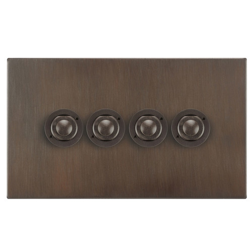 Horizon Square Push Button Switch 4 gang Chocolate Bronze