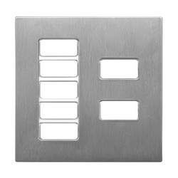 Geneva Switch Plate Brushed Stainless and White Insert 7 Channel