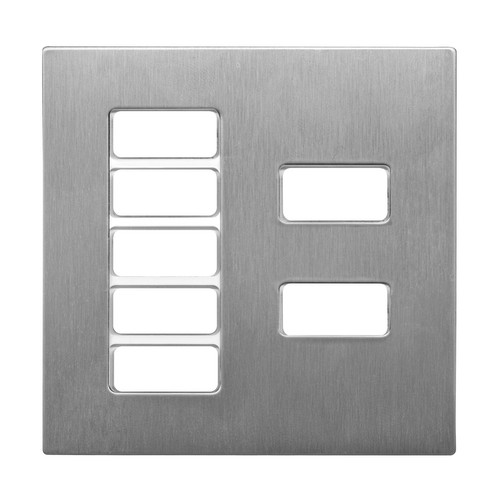 Geneva Switch Plate Brushed Stainless and White Insert 7 Channel
