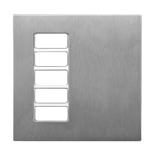 Geneva Switch Plate Brushed Stainless and White Insert 5 Channel