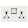 Horizon Square Switched Socket Outlet Paintable 2 gang 13 amp Primed White