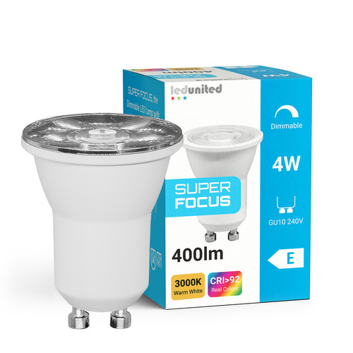 Super Focus LED GU11 4W 400lm CRI92 Dimmable Lamp 15° 3000K Warm White