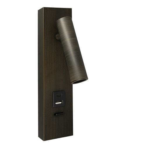 Vector Surface USB-A+C Bedside Wall Light Bronze 3W