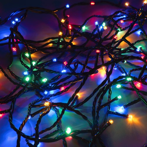 LED String Light Battery Multi-Power Connectable 10M Dual Colour Indoor/Outdoor Warm White + Multi Colour Green Cable