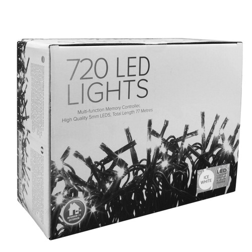 LED Twinkle String Fairy Lights with Controller  72m, 720 5mm Lights, Indoor/Outdoor, 31V Cool White Green Cable