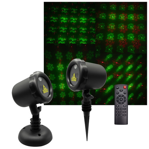 Red & Green Laser Projector 16 Christmas Motion Pattern Effect Wall & Spike Light IP65 240V