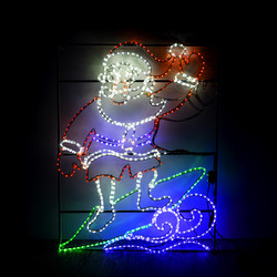 Santa Surfing Animated LED Christmas Motif Light Festive Display (1500x1200mm) White, Red, Blue, Green