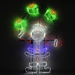 Santa Juggling Animated LED Christmas Motif Light Festive Display (2000x1450mm) White, Red, Blue, Green
