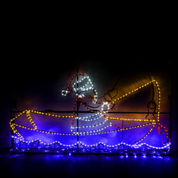 Santa Fishing  Animated LED Christmas Motif Light Festive Display (1800x1070mm) White, Red, Blue, Yellow