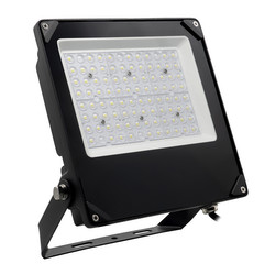 LED Black Slim High Brightness Outdoor Garden Floodlight 240V 50W 3000K Warm White