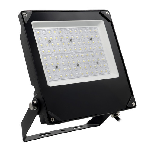 LED Black Slim High Brightness Outdoor Garden Floodlight 240V 50W 3000K Warm White