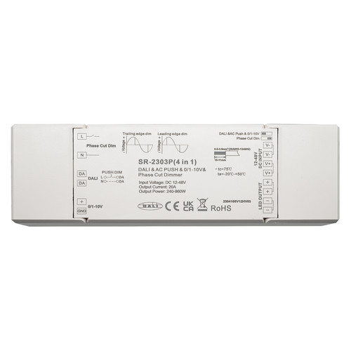 LED Dimmable Interface 4 In 1 DALI 2 + Push + Phase Cut + 0-10V Inputs 240-960W 12-48V