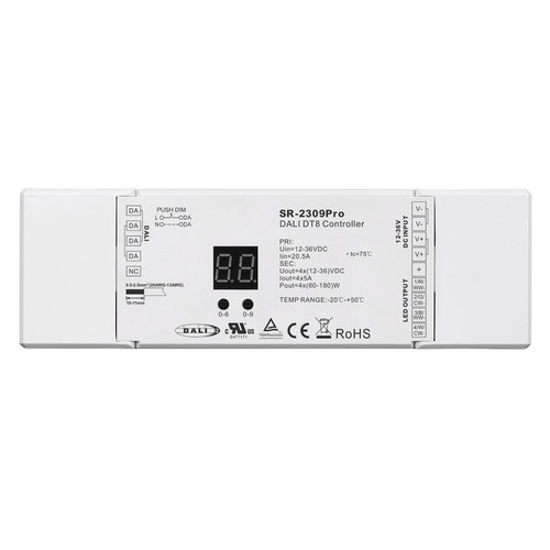 DALI-2 DT8 Dimmable LED Interface RGBW 4 Channels (Constant Voltage) 720W (12–36V) - 480W (48V) 12-48V