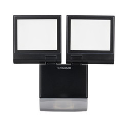 LED Twin Compact Outdoor Garden PIR Floodlight IP55 Black 4000K Cool White