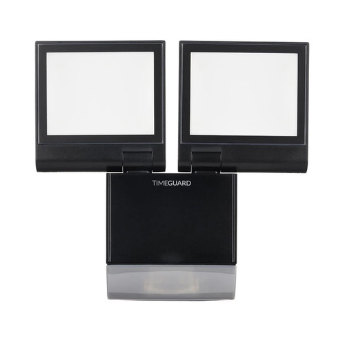 LED Twin Compact Outdoor Garden PIR Floodlight IP55 Black 4000K Cool White