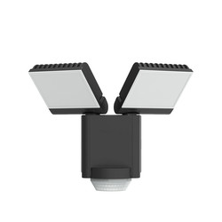 LED Twin Compact Outdoor Garden PIR Floodlight IP65 Black 4000K Cool White