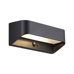 Marcellio Outdoor Sensor & Solar Wall Light Black 5W 3000K Warm White