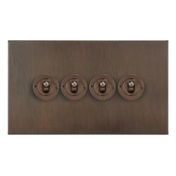 Horizon Square Dolly Switch 4 gang 20 amp 2 way Chocolate Bronze