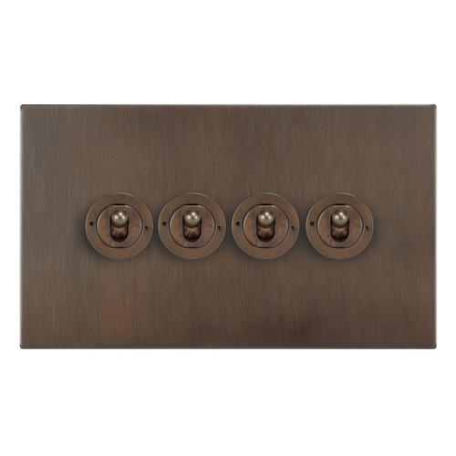 Horizon Square Dolly Switch 4 gang 20 amp 2 way Chocolate Bronze