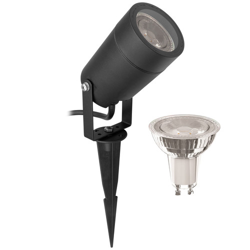 Frog Tube Spike and Glass Lamp GU10 240V Black 4.8W 3000K