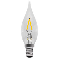 LED Clear Filament Candle Light Bulb Bend Tip 86mm 100lm Switching SES 1W 2700K Warm White