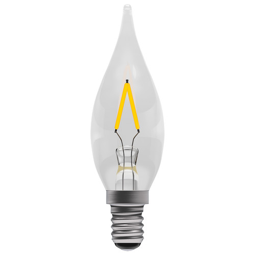 LED Clear Filament Candle Light Bulb Bend Tip 86mm 100lm Switching SES 1W 2700K Warm White
