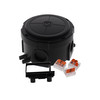 Waterproof Round Junction Box M20 with Terminal Block and 3 x WAGO 221-413 (Ø 87x57mm) 4 Way Threaded Membrane Entries Black