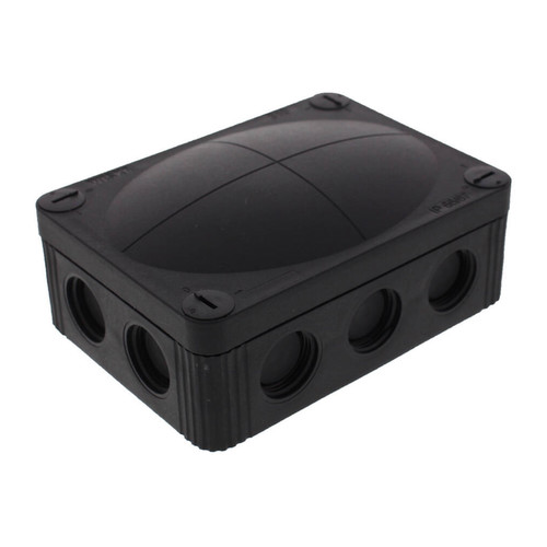 Waterproof Empty Junction Box M20 (117x85x51mm) 10 Way Threaded Membrane Entries Black