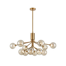 Cosmic 12 Pendant Light FL2470-12-377 Antique Gold Amber Glass 60W