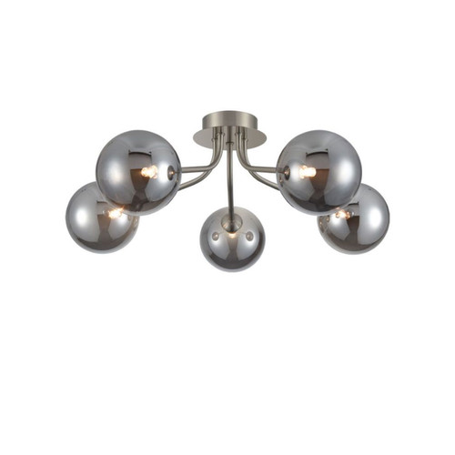 Cosmic 5 Ceiling Light FL2469-5-376 Satin Nickel Smoked Glass 25W