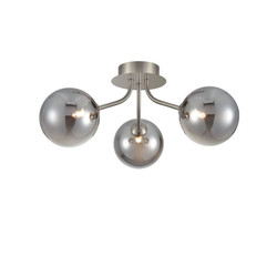 Cosmic 3 Ceiling Light FL2469-3-376 Satin Nickel Smoked Glass 15W