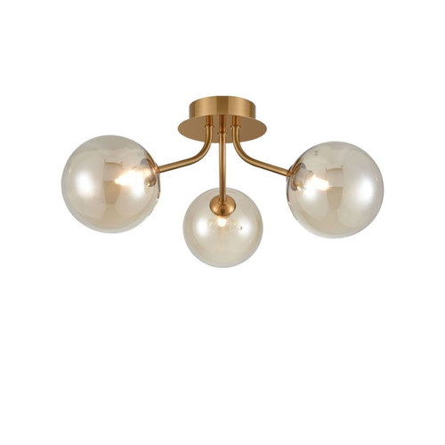 Cosmic 3 Ceiling Light FL2470-3-377 Antique Gold Amber Glass 15W