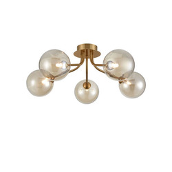 Cosmic 5 Ceiling Light FL2470-5-377 Antique Gold Amber Glass 25W