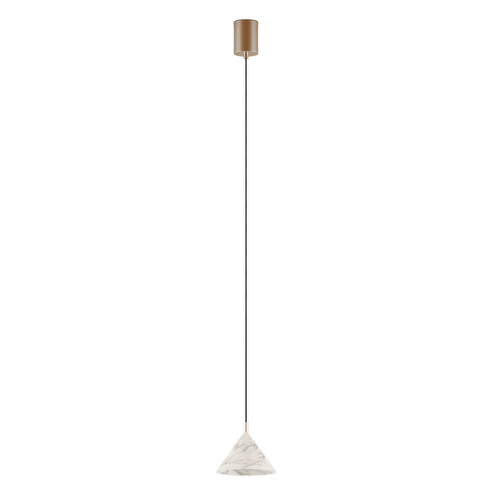 Aromas Anza LED Pendant Ceiling Light White Marble/Aged Gold 9W