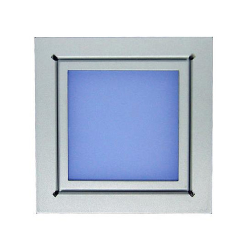 Window Low Level Wall Light 240V Silver / Frosted Glass Blue
