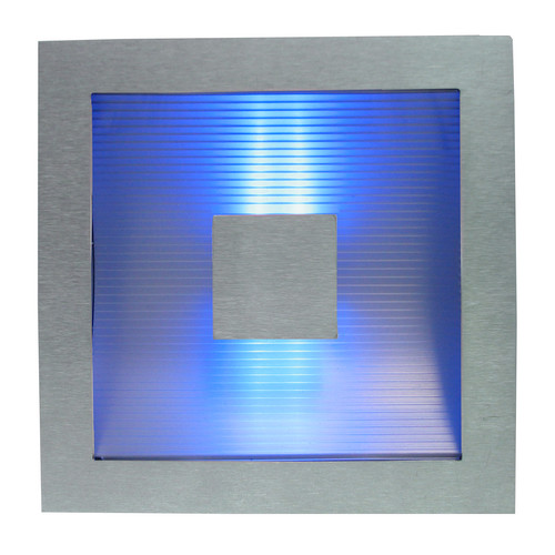 Recessed Square 10V Stainless Steel / Clear Glass Blue