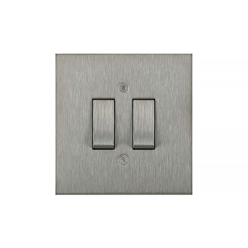 Horizon Square Rocker Switch 2 gang 20 amp 2 way Satin Stainless Steel
